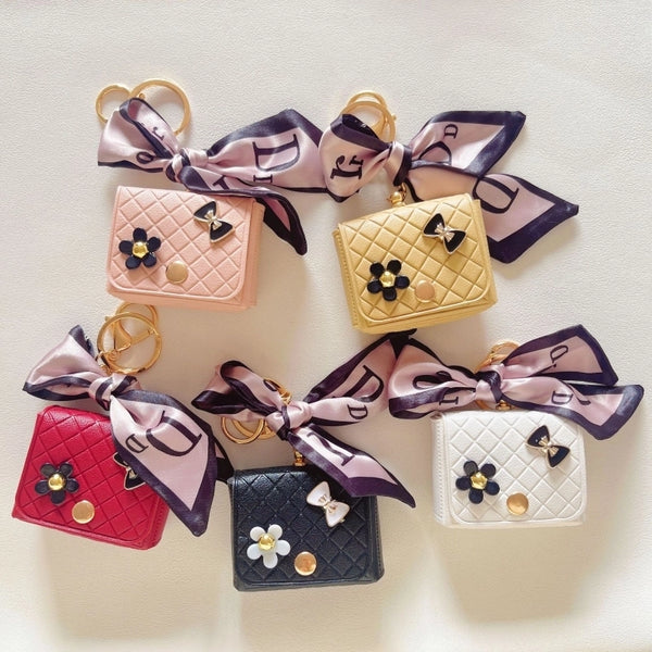 Sweet Bag Flower Bow Knot Pu Leather Women's Keychain