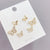 Sweet Butterfly Copper Ear Studs Gold Plated Zircon Copper Earrings 3 Pairs