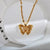 Sweet Butterfly Titanium Steel Copper Inlay Zircon Pendant Necklace