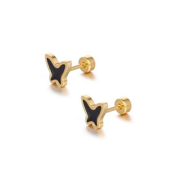 Sweet Butterfly Titanium Steel Plating Ear Studs 1 Piece