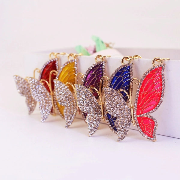 Sweet Butterfly Zinc Alloy Inlay Rhinestones Women's Bag Pendant Keychain