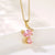 Sweet Cat Stainless Steel Plating Inlay Artificial Diamond Pendant Necklace