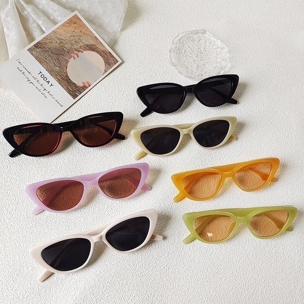 Sweet Color Block Uv400 Resin Cat Eye Full Frame Women's Sunglasses