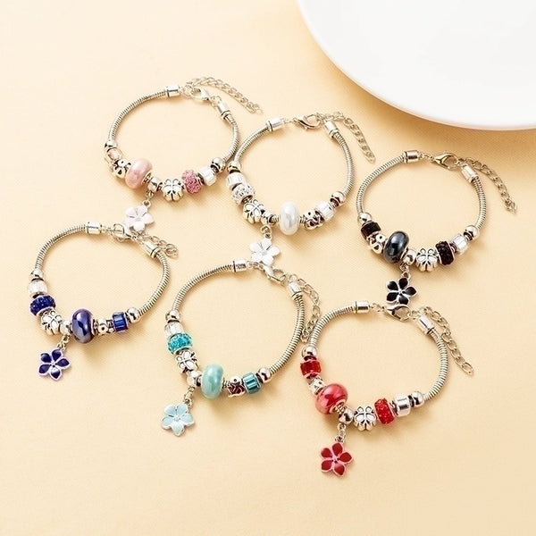 Sweet Flower Glass Titanium Steel Plating Bracelets