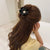 Sweet Flower Imitation Pearl Resin Stripe Hair Claws 1 Piece