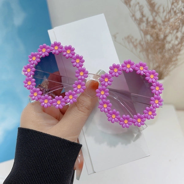 Sweet Flower Pc Round Frame Full Frame Kids Sunglasses