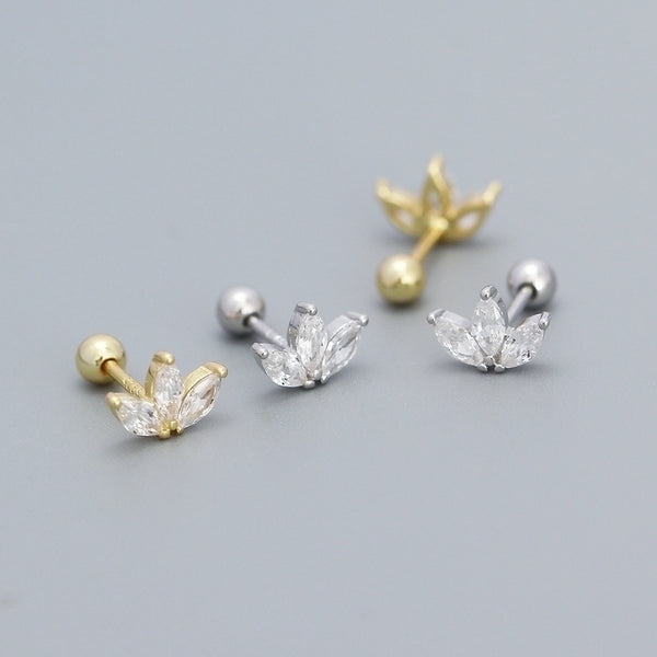 Sweet Flower Sterling Silver Plating Zircon Earrings 1 Pair