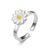 Sweet Four Leaf Clover Star Daisy Copper Inlay Zircon Open Ring