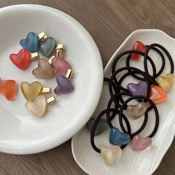 Sweet Heart Shape Resin Hair Clip Hair Tie