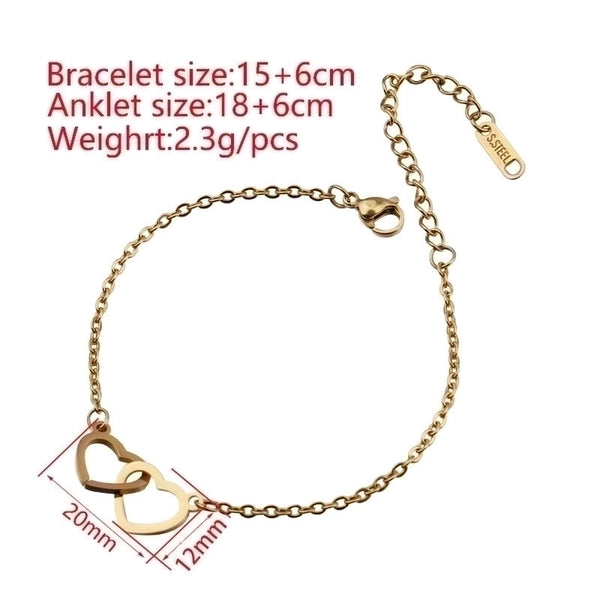 Sweet Heart Shape Stainless Steel 18K Gold Plated None Bracelets In Bulk