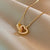 Sweet Heart Shape Titanium Steel Copper Plating Inlay Zircon Pendant Necklace