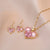 Sweet Heart Shape Titanium Steel Inlaid Gold Zircon Earrings Necklace