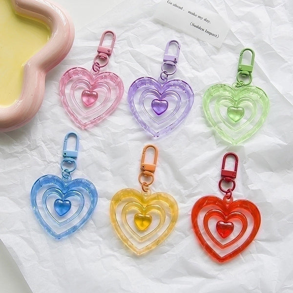 Sweet Korean Style Heart Shape Alloy Resin Women's Bag Pendant Keychain