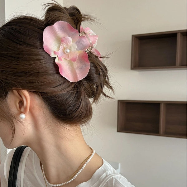 Sweet Phalaenopsis Ribbon Grab Clip Simulation Flower Hair Grab Side Clip Orchid Temperament Sense Super Fairy Head Jewelry