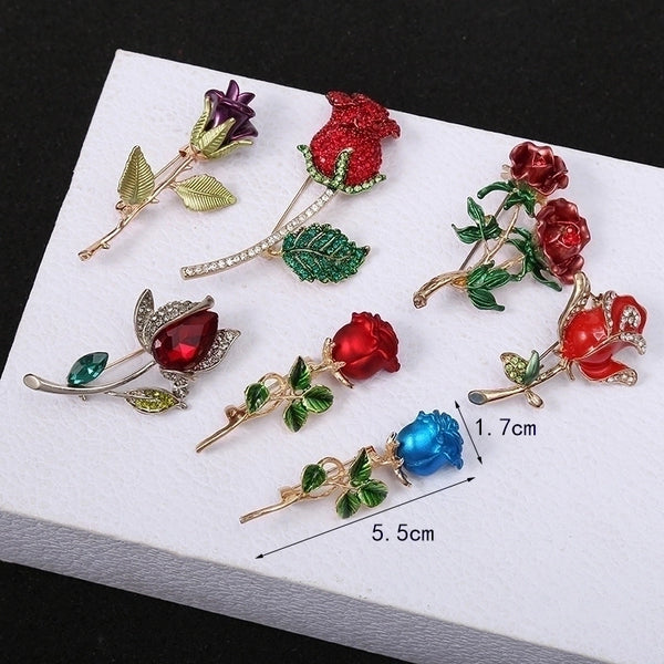 Sweet Pin Flower Alloy Enamel Rhinestones Women'S Brooches