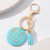 Sweet Round Letter Tassel Wood Unisex Bag Pendant Keychain