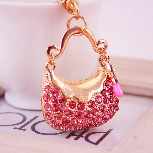 Sweet Minimalist Bag Zinc Alloy Plating Inlay Rhinestones Women's Bag Pendant Keychain