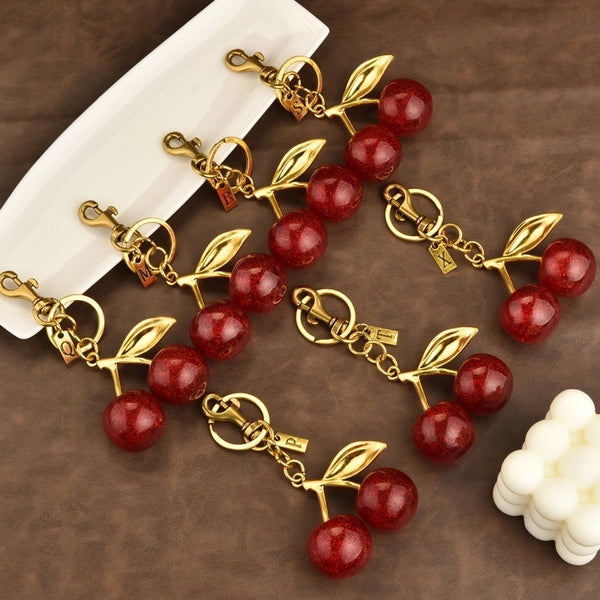 Sweet Minimalist Cherry Alloy Plating Bag Pendant Keychain