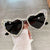 Sweet Simple Style Heart Shape Ac Special-shaped Mirror Inlaid Zircon Full Frame Women's Sunglasses