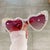 Sweet Simple Style Heart Shape Ac Special-shaped Mirror Inlaid Zircon Full Frame Women's Sunglasses