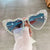 Sweet Simple Style Heart Shape Ac Special-shaped Mirror Inlaid Zircon Full Frame Women's Sunglasses