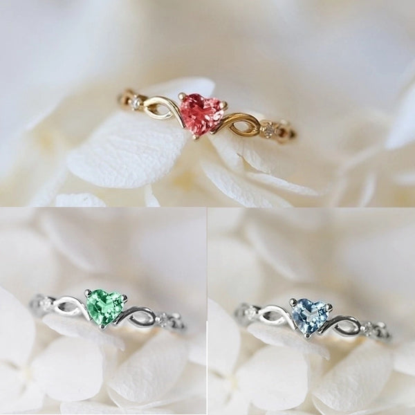 Sweet Minimalist Heart Shape Brass Plating Inlay Zircon Rings