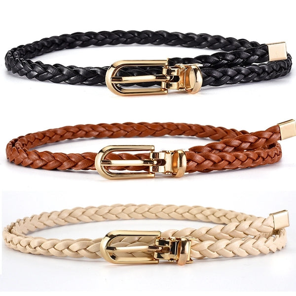 Sweet Simple Style Solid Color Pu Leather Alloy Women's Leather Belts