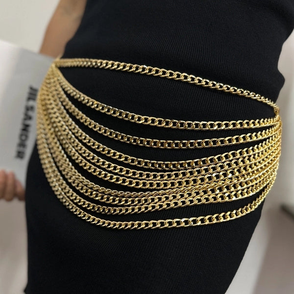 Sweet Solid Color Alloy Chain Women's Waist Chain 1 Piece