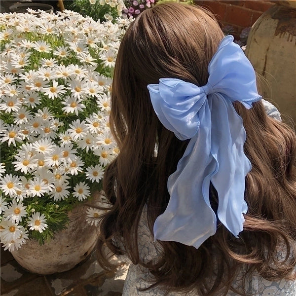 Sweet Solid Color Bow Knot Cloth Hair Clip 1 Piece