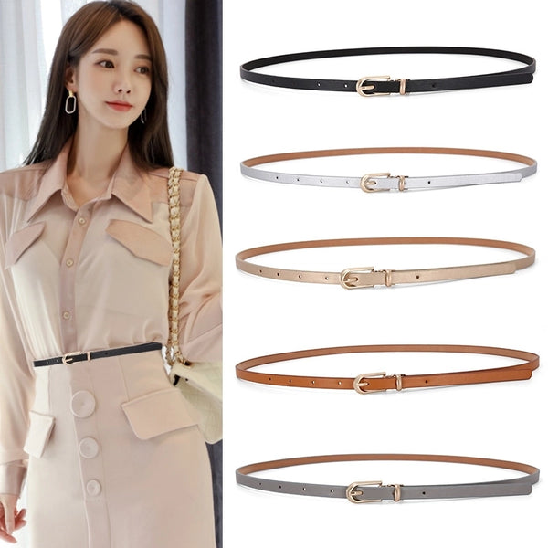 Sweet Solid Color Imitation Leather Alloy Women's Leather Belts