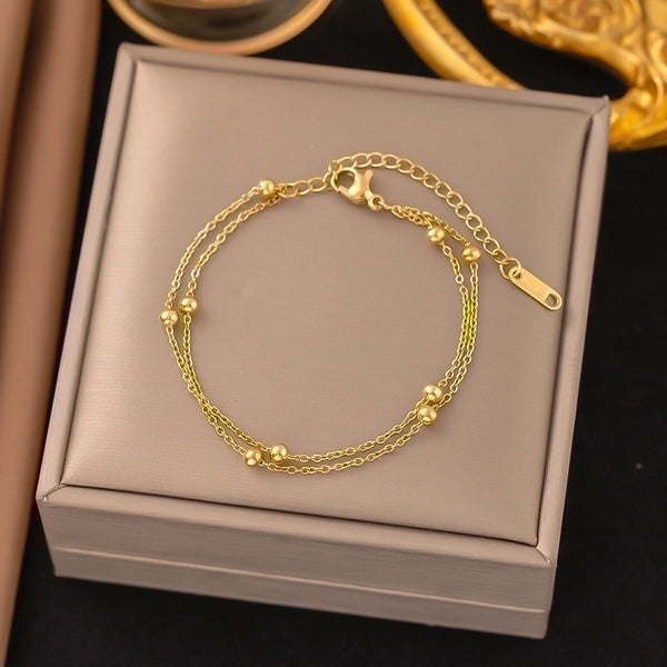 Sweet Solid Color Titanium Steel Plating 18k Gold Plated Bracelets Necklace