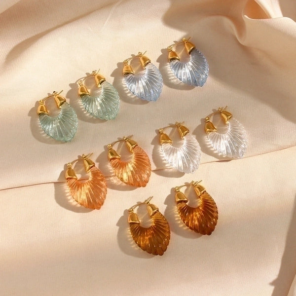 Sweet Stripe Transparent Arylic Gold Plated Earrings