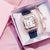 TikTok Internet Popular Women's Watch Fashionable Square Case Women's Quartz Watch Square Diamond Belt Small Square Watch Set Wristwatch