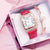 TikTok Internet Popular Women's Watch Fashionable Square Case Women's Quartz Watch Square Diamond Belt Small Square Watch Set Wristwatch