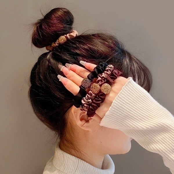 Tiktok Same Korean Style High-grade Hair Rope High Elastic Large Intestine Hair Band Rubber Band Hair-binding Hair Tie Height Hair Accessory For Ponytail