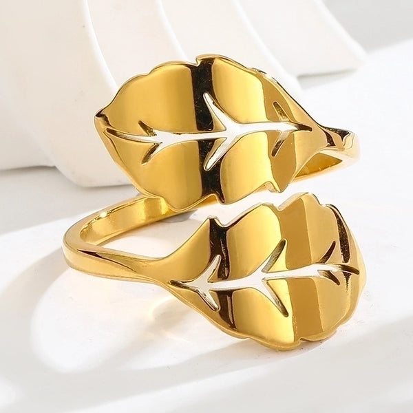 Titanium Steel Gold Plated Minimalist Classic Style Solid Color Irregular Plating Rings