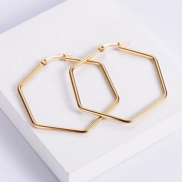 Titanium Steel Hexagon Fashion Earrings Wholesale Jewelry