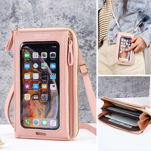 Touchscreen Mobile Phone Bag Women's  New  Fashionable Small Satchel Multi-functional Zipper Mobile Phone Bag Shoulder Bag