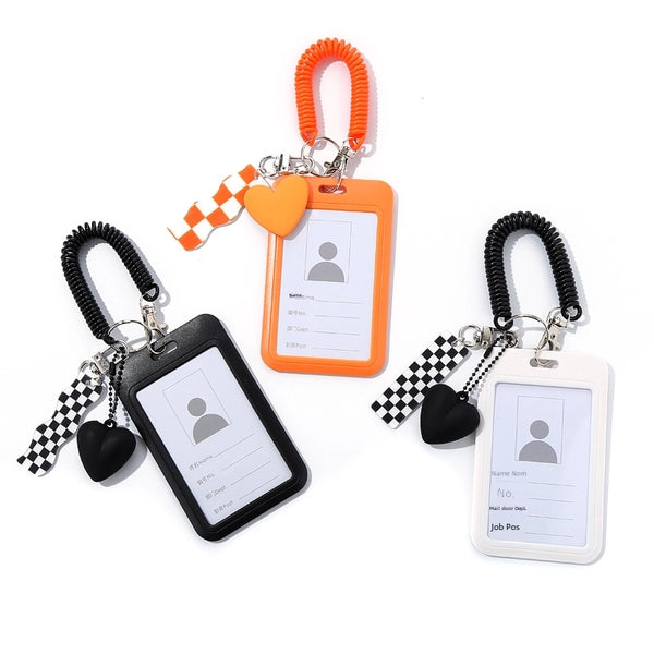 Trendy Card Bag Female Bus Card Meal Card Access Card Checkerboard Love Keychain Schoolbag Pendant Male Personality Matching