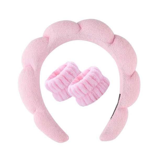 Twist Sponge Headband Girls' High-grade Towel Cloth High Skull Top Hair Band Face Wash Makeup Headband Suit