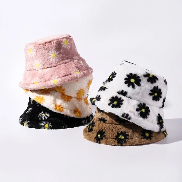 Unisex Basic Flower Big Eaves Bucket Hat