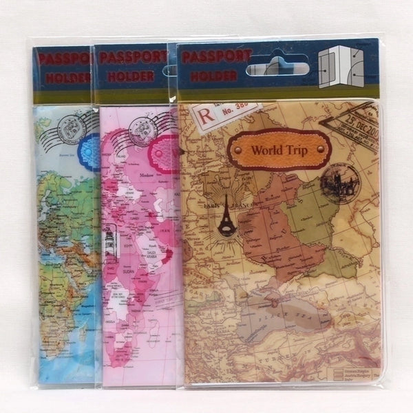 Unisex Basic Map Pvc Passport Holders