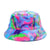 Unisex Beach Color Block Printing Flat Eaves Bucket Hat