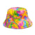 Unisex Beach Color Block Printing Flat Eaves Bucket Hat