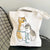 Unisex Canvas Cat Streetwear Square Open Canvas Bag