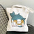 Unisex Canvas Cat Streetwear Square Open Canvas Bag