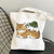 Unisex Canvas Cat Streetwear Square Open Canvas Bag