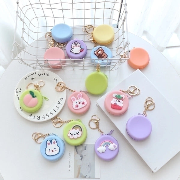 Unisex Cartoon Silica Gel Zipper Coin Purses