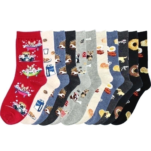 Unisex Casual Animal Cotton Crew Socks A Pair