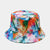 Unisex Casual Color Block Flower Wide Eaves Bucket Hat